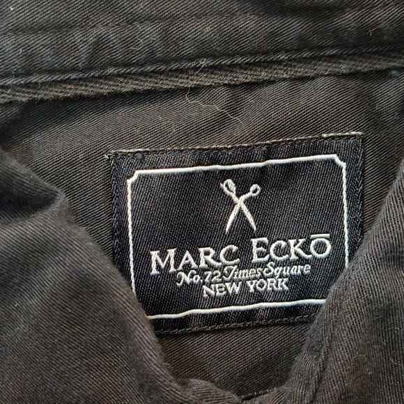 Marc Ecko Black Button Down Shirt Floral Embroidery - Picture 2 of 5